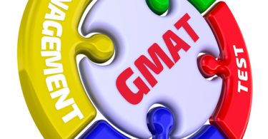 The inscription "GMAT. Graduate Management Admission Test" on the puzzle in the shape of a circle.