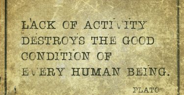 Lack of activity destroys the good - ancient Greek philosopher Plato quote printed on grunge vintage cardboard