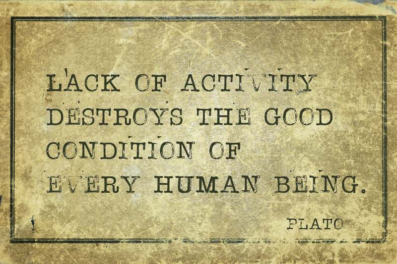Lack of activity destroys the good - ancient Greek philosopher Plato quote printed on grunge vintage cardboard