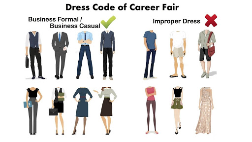 image of different clothing expectations for career fair